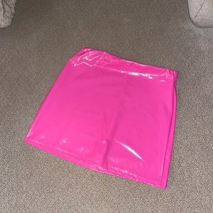 Neon Pink leather skirt!
